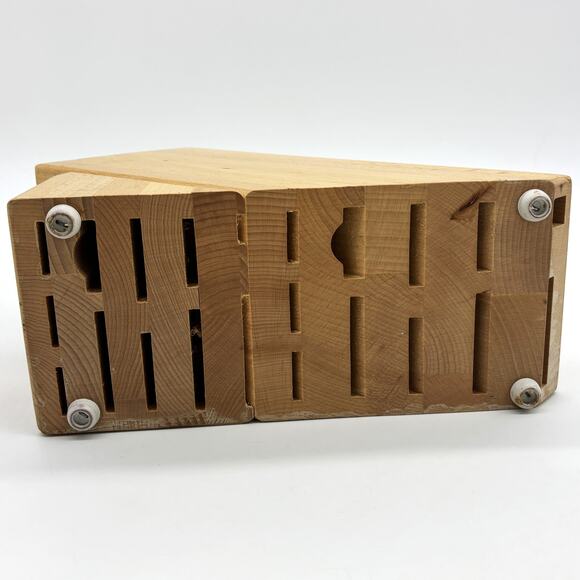 Vtg Wusthof German Oak 17 Slot Wood Kitchen Knife Block Holder Cutlery Storage - Picture 7 of 8